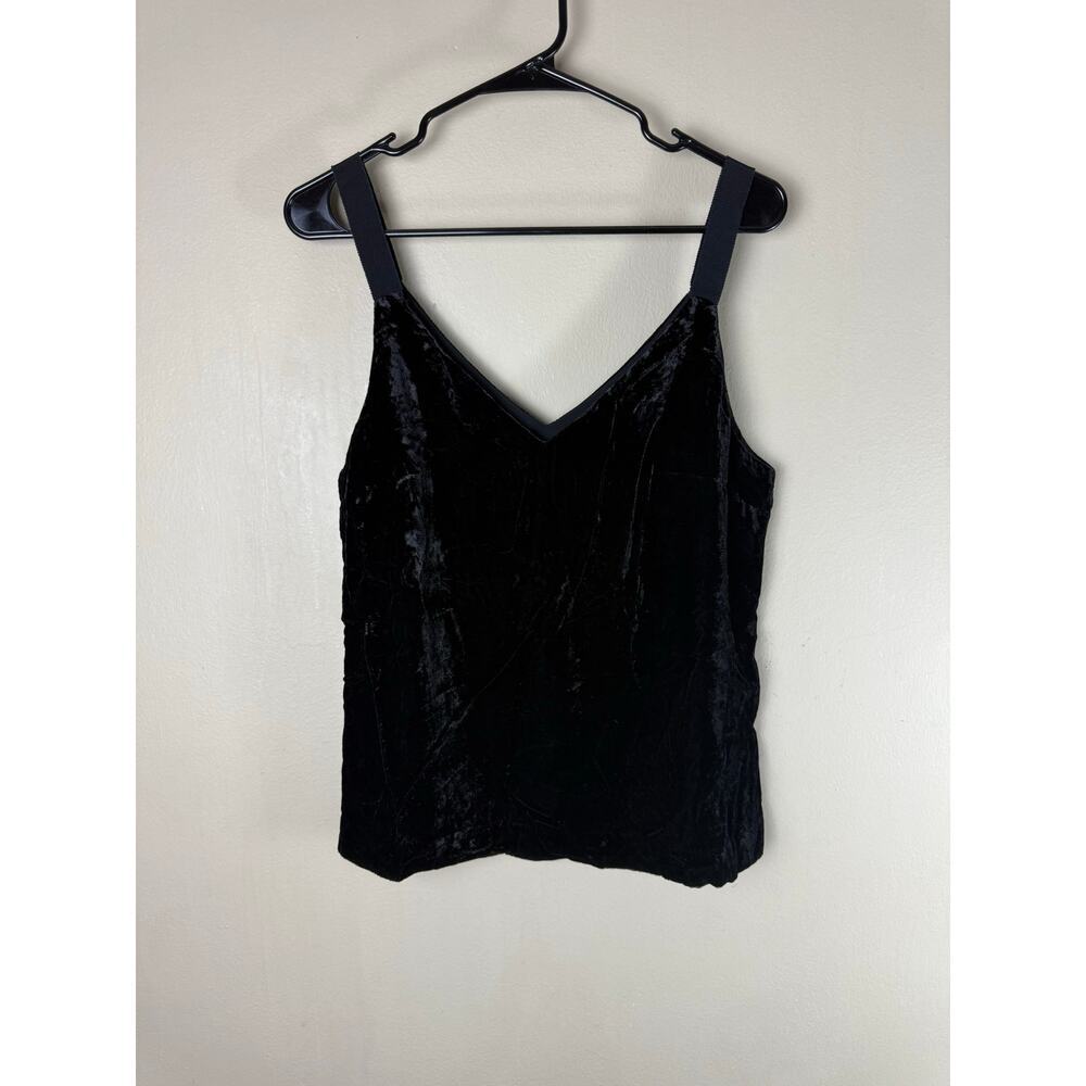 J. Crew black velvet camisole tank top ribbon straps women’s size small